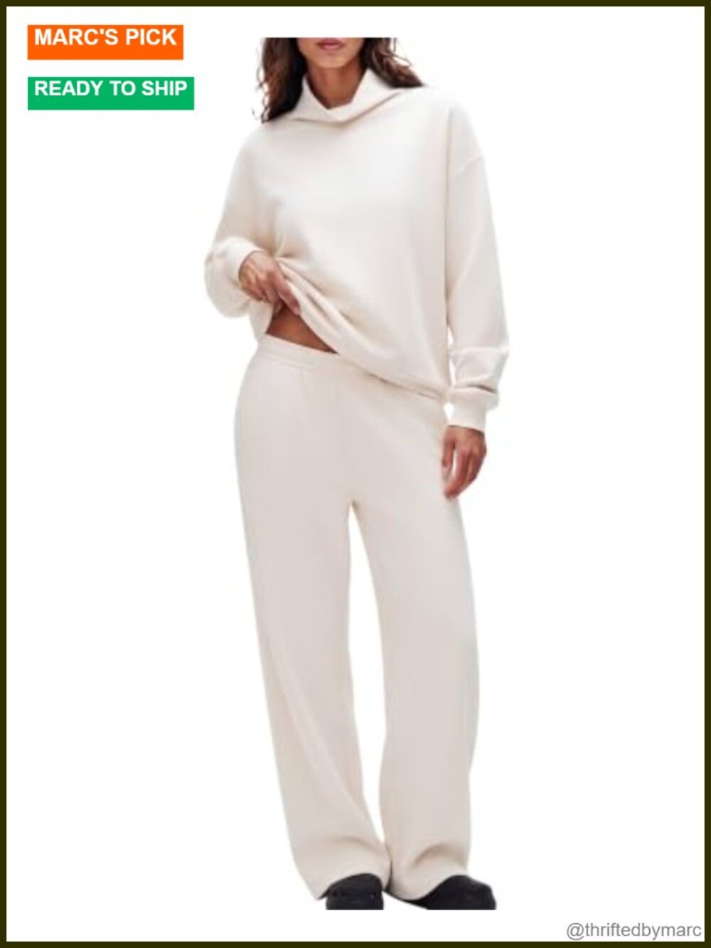 Women's 2-Piece Mock Neck Lounge Set Fleece Lined Sweatsuit with Pockets